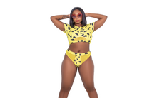 Load image into Gallery viewer, Yellow &amp; Black Mesh High Waist Bikini Swimwear - I Adore Her Palace
